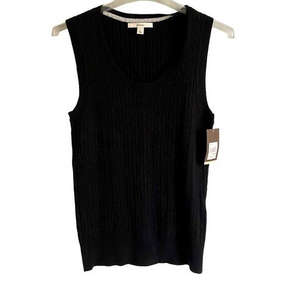 Merona Cable Knit Black Sleeveless Sweater Tank Women's Large NEW NWT - Picture 1 of 8